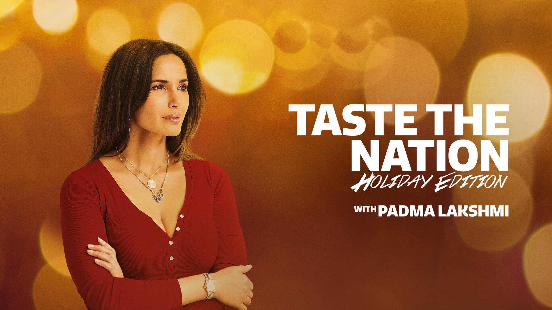 Taste The Nation -- In “Taste the Nation,” award-winning host, executive producer and cookbook author Padma Lakshmi, who recently received her 3rd Emmy nomination, takes audiences on a journey across America, exploring the rich and diverse food culture of various immigrant groups, seeking out the people who have so heavily shaped what American food is today. From indigenous communities to recent immigrant arrivals, Padma breaks bread with Americans across the nation to uncover the roots and relationship between our food, our humanity and our history - ultimately revealing stories that challenge notions of identity, belonging, and what it means to be American. “Taste the Nation” returns this Fall for a special 4-part “Holiday Edition” where each episode will highlight unique traditions through the lens of a different immigrant culture and city, like Korean New Year in Los Angeles and Cuban Christmas in Miami. Padma Lakshmi, shown. (Courtesy of Hulu)